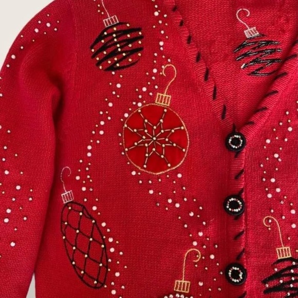 Beaded Christmas Red Sweater - Picture 2 of 8